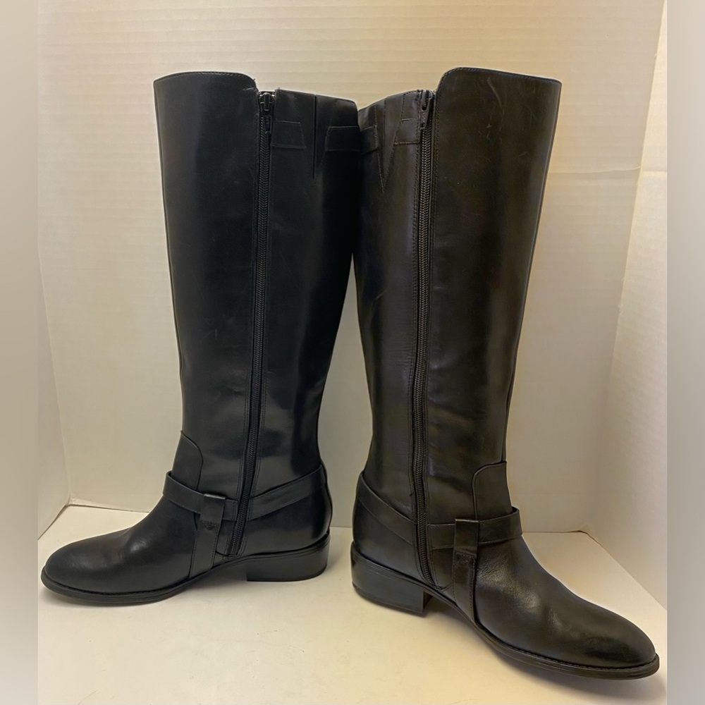 Ralph Lauren Riding Boot Margarite Women's Sz 8 B Black Leather Zip Knee High - Picture 4 of 15
